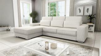 Ecksofa Sofa NEVIO Stoff Scala Hellbeige Ottomane Links