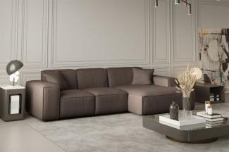 Ecksofa Designersofa CELES in Stoff Scala Taupe Ottomane Rechts