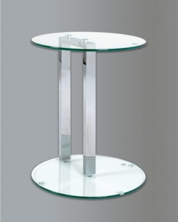 Beistelltisch aus Glas/ Chromgestell, rund, Ø 40cm