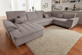 DOMO collection Wohnlandschaft Franzi wahlweise mit Kopfteilverstellung Bettfunktion, Bettkasten, im XXL-Format B/T/H: 352/214/80 cm, Steppung im Sitz, U-Form