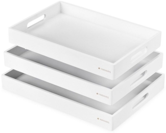 Navaris Tablett Serviertablett - 3x Servierplatte - rechteckig - Tabletttisch, Bambus, (3-tlg)