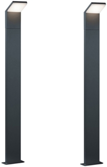 Moderne LED Pfostenleuchte 2er SET aus ALU in anthrazit, IP54, Höhe 100 cm