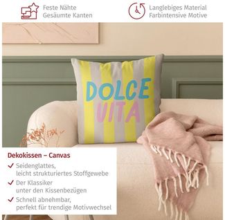 Bilderdepot24 Dekokissen drinnen Kissenhülle/ Sofakissen/ Zierkissen gelb Sprüche Pop Art, Bezug mit / ohne Füllung Zierkissen Outdoor Sofa Bett