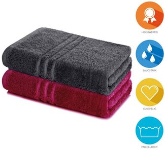 Lavea Badetuch Elena 2er Set Badetücher 100x150 cm, Duschtuch, 500 g/m² Frottier, weich & saugstark, pflegeleicht