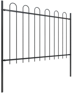 vidaXL Gartenzaun mit Rundbogen Stahl 1248 x 120 cm Schwarz 277671
