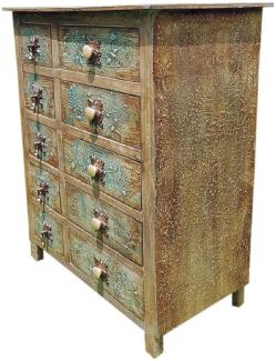 Casa Padrino Luxus Landhausstil Kommode Antik Mehrfarbig - Handgefertigter Massivholz Schrank mit 10 Schubladen - Landhausstil Möbel
