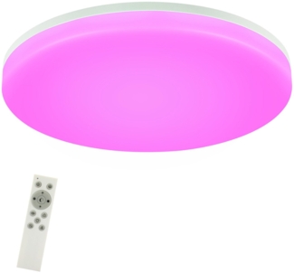 ZMH LED Badezimmer Deckenleuchte Dimmbar mit Fernbedienung Flach Ø22CM 18W Rund Küchenlampe RGB Flurlampe IP54