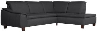 Ecksofa mit Ottomane links Katti Bezug Flachgewebe Buche nussbaum dunkel / graphit 22904