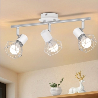 Nettlife Deckenstrahler Deckenstrahler 3 Flammig Rund Deckenspots, 350° Drehstab+ 90° Drehpunkt, LED wechselbar, für Wohnzimmer Flur Schlafzimmer