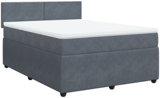 vidaXL Boxspringbett mit Matratze Dunkelgrau 140x200 cm Samt 3287753