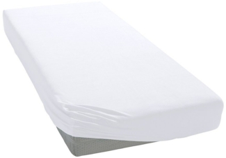 ESTELLA Spannbetttuch Zwirnjersey | Weiß | 150x200 cm | passend für Matratzen 140-160 cm (Breite) x 200-220 cm (Länge) | trocknerfest und bügelfrei | 97% Baumwolle 3% Elastan