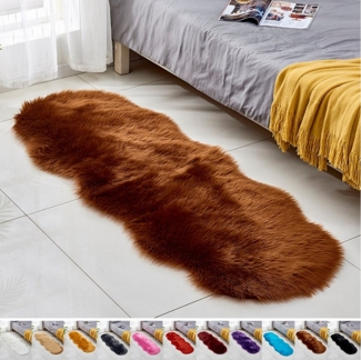 Jibenhome Teppich Hochflor-Teppich Kunstfell,Weich Fellteppich,Shaggy Teppiche,Waschbar, 60 X 180cm für Stühle,Sofas,Kissen,Wohnzimmer,Wohndeko