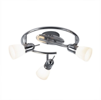 LED Deckenleuchte, Glas, Chrom, Stahl, Spots beweglich, D 38 cm