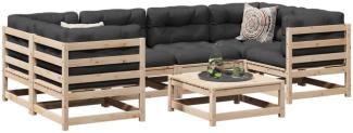 vidaXL 7-tlg. Garten-Sofagarnitur mit Kissen Massivholz Kiefer 3299312