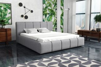 Polsterbett Bett Doppelbett GENUA Stoff 160x200cm Stoff Sawana Hellgrau