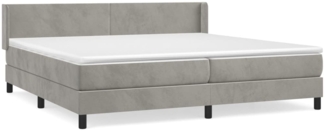 vidaXL Boxspringbett mit Matratze Hellgrau 200x200 cm Samt, Härtegrad: H2 [3130859]