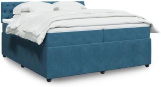 vidaXL Boxspringbett mit Matratze Blau 200x200 cm Samt 3287840