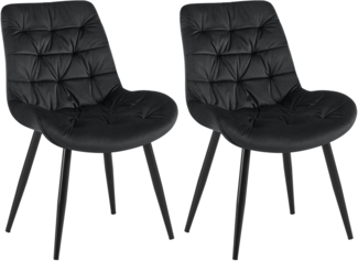 CLP 2er Set Esszimmerstuhl Rossford Samt I Stuhl mit Lehne,schwarz