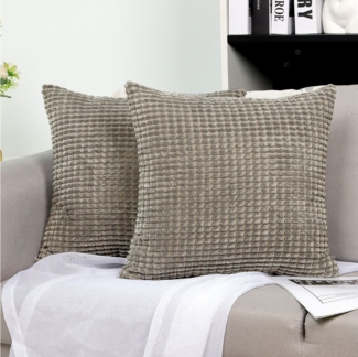 TAN. TOMI Kissenbezüge Kord Uni 2er Set Kissenbezug flauschig körnig Farbverlauf, Für Zierkissen Dekokissen Sofakissen Couchkissen vielen Farben