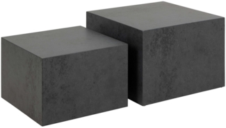 ACTONA GROUP Couchtisch Dice (Set, 2-St, Im Set 2 Stück), Couchtischsatz, Schwartz Ocean rau Papier, 2 stk, 58 x 58 x 40 cm