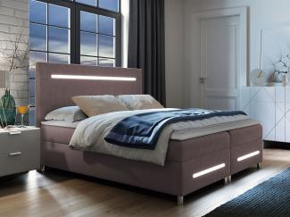 Boxspringbett Saziro LED, Rosa, 160 x 200 cm