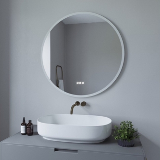 AQUABATOS Wandspiegel Badspiegel Badezimmerspiegel Led Spiegel Bad rund mit Beleuchtung, schwarz,Touch,Kaltweiß,Neutralweiß,Warmweiß,Anti-Beschlag