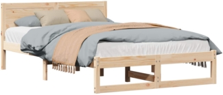 vidaXL Bettrahmen mit Kopfteil Natur 120 x 190 cm Massives Kiefernholz 873283