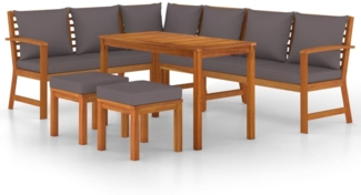 vidaXL 7-tlg. Garten-Essgruppe mit Kissen Massivholz Akazie 3154969