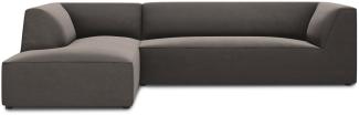 Micadoni 4-Sitzer Samtstoff Modular Ecke links Sofa Ruby | Bezug Dark Grey | Beinfarbe Black Plastic