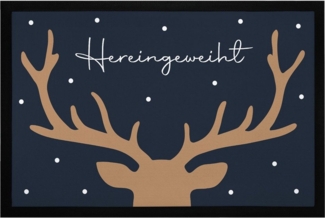 MoonWorks Fußmatte Fußmatte Weihnachten Hirsch-Geweih Wintermotiv Rentier Hereingeweiht, rechteckig