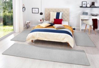HANSE Home Bettumrandung Fancy, Höhe 7 mm, (3-tlg), Unifarben, Bettvorleger, 3-teiliges Läufer-Set fürs Schlafzimmer