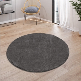 Paco Home Teppich Cadiz 630, rund, Höhe: 14 mm, Kurzflor, Uni-Farben, besonders weich, waschbar, Wohnzimmer