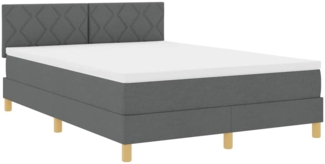 vidaXL Boxspringbett mit Matratze Dunkelgrau 160 x 200 cm Stoff 3342528