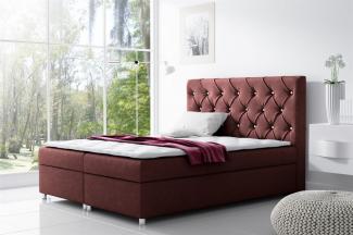 Boxspringbett Schlafzimmerbett DOLCE Polyesterstoff Weinrot 120x200cm
