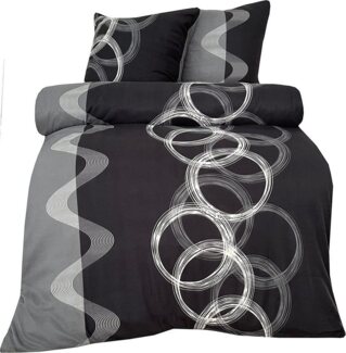 One Home Bettwäsche Winter Fleece, Fleece, 2 teilig, modern und Kreise, kuschelig flauschig warm weich Winter Normalgröße