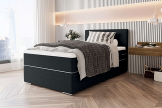 99rooms 'Phönix' Boxspringbett, Schwarz, 90x200 cm, Webstoff MALMO_NEW