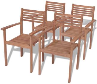 vidaXL Stapelbare Gartenstühle 4 Stk. Massivholz Teak 43037