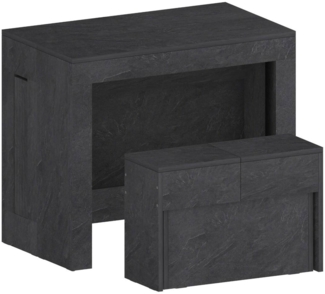 Dmora Tisch- und Stuhlset Badesi, Mehrzweckkomposition, Set mit Konsole und 1 ausziehbarer Bank, 100 % Made in Italy, 66 x 25 x 45 cm, Schiefer