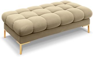 Micadoni 2-Sitzer Samtstoff Bank Mamaia | Bezug Beige | Beinfarbe Gold Metal