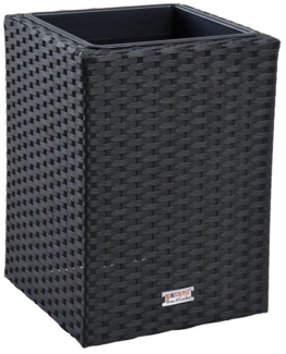 Polyrattan Blumenkübel Pflanzkübel 40 cm Rattan Blumentopf Übertopf Topf Schwarz