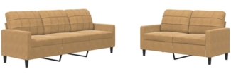 vidaXL 2-tlg. Sofagarnitur mit Kissen Braun Samt 3278398
