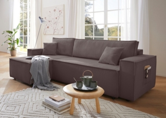 OTTO home Ecksofa CASSI, 241cm, L-Form, Schlafsofa, Bettkasten, Boxspringfederung, Cord, Schlaffunktion(133/200), Recamiere links/rechts, Unser Tiefpreis