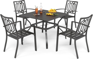 Gartenmöbel Set 4 Personen Gartentisch mit Stühlen Metall Outdoor Bistro