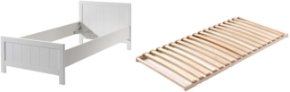 Erik Einzelbett 90 x 200 cm inkl. Lattenrost, Ausf. MDF weiß lackiert