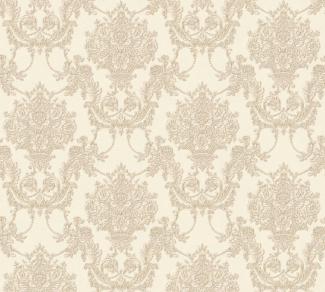 Casa Padrino Barock Vliestapete Creme / Beige - Barockstil Tapete mit elegantem Muster - Barock Deko Accessoires