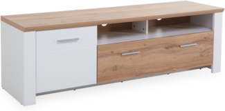 TV-Lowboard LIV'IN Matera, Holzwerkstoff, Weiß, Holzfarben, 164 x 51 x 46 cm
