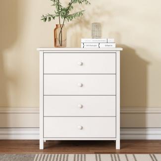 HAUSS SPLOE Kommode Schubladenkommode, Sideboard Highboard Kommode (mit 4 Schubladen für Wohnzimmer und Schlafzimmer, Sideboard mit X-Form aus Spanplatte), Weiß