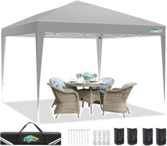 COBIZI Pavillon 3x3 Wasserdicht Stabil UV-Schutz 50+ mit 4 Sandsäcke