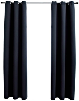 vidaXL Verdunkelungsvorhänge mit Ringen 2 Stk. Schwarz 97x213 cm Stoff 134835