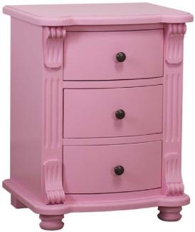 Casa Padrino Landhausstil Nachttisch mit 3 Schubladen Rosa 47 x 39 x H. 60 cm - Massivholz Nachtkommode - Nachtschrank - Landhausstil Schlafzimmermöbel
